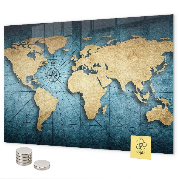Lavagna magnetica per calamite Mappa del mondo in 3D