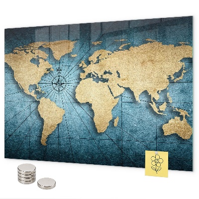 Lavagna magnetica per calamite Mappa del mondo in 3D