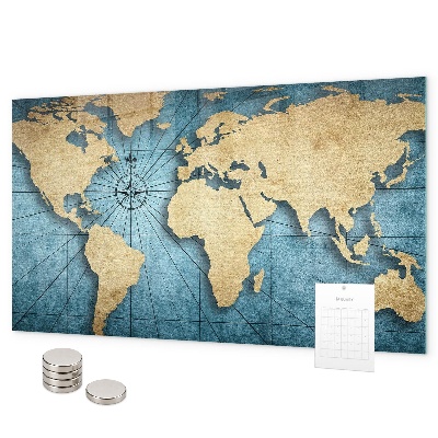 Lavagna magnetica per calamite Mappa del mondo in 3D
