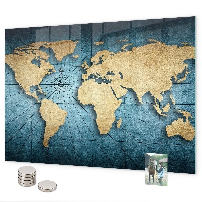 Lavagna magnetica per calamite Mappa del mondo in 3D