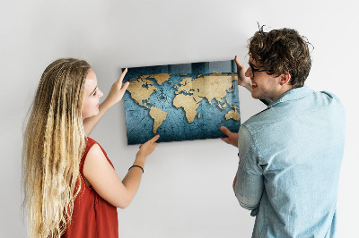Lavagna magnetica per calamite Mappa del mondo in 3D
