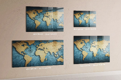 Lavagna magnetica per calamite Mappa del mondo in 3D