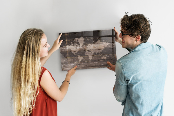 Lavagna magnetica Mappa del mondo su legno