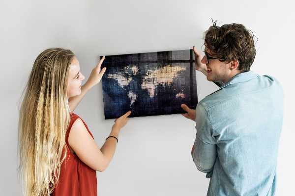 Lavagna magnetica Mappa astratta del mondo