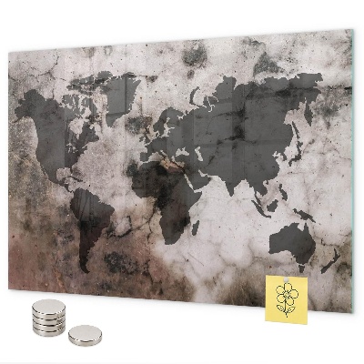 Lavagna magnetica per calamite Mappa del mondo concreta