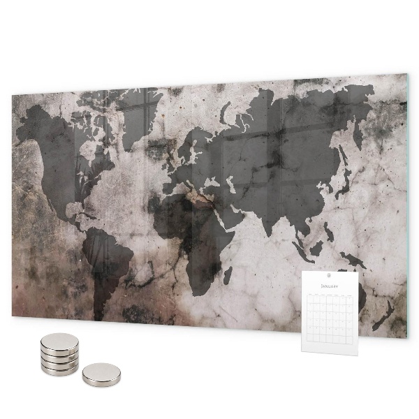 Lavagna magnetica per calamite Mappa del mondo concreta
