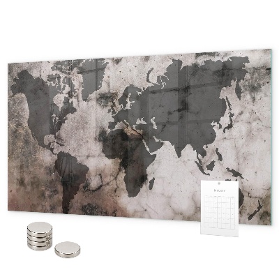 Lavagna magnetica per calamite Mappa del mondo concreta