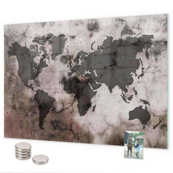 Lavagna magnetica per calamite Mappa del mondo concreta