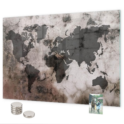 Lavagna magnetica per calamite Mappa del mondo concreta