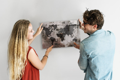 Lavagna magnetica per calamite Mappa del mondo concreta