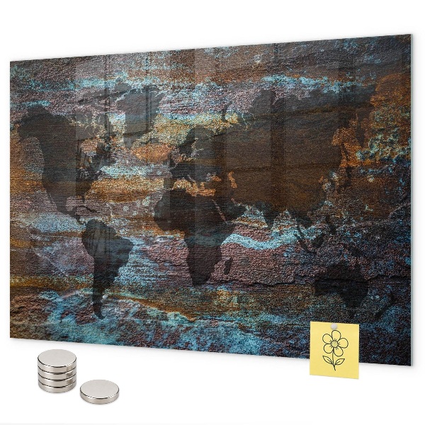 Lavagna magnetica Mappa del mondo della ruggine
