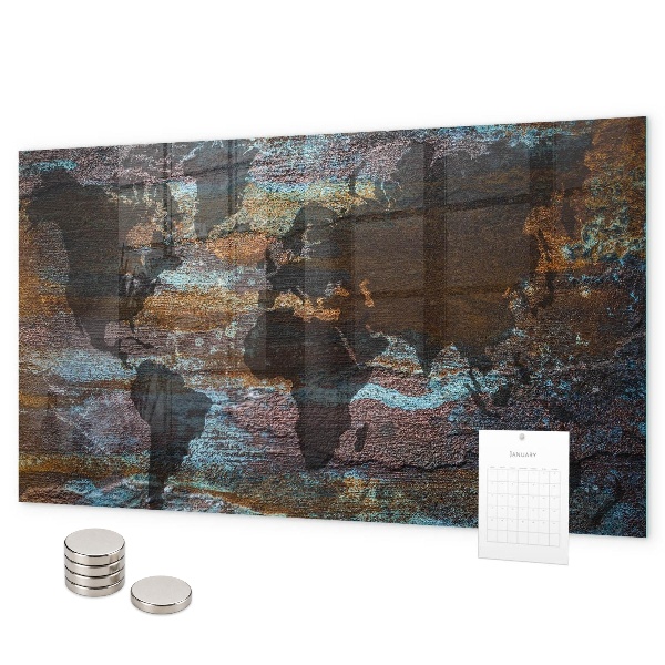 Lavagna magnetica Mappa del mondo della ruggine