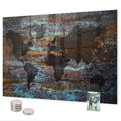 Lavagna magnetica Mappa del mondo della ruggine