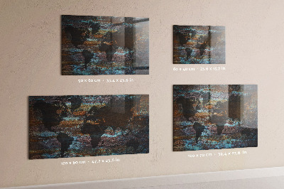 Lavagna magnetica Mappa del mondo della ruggine