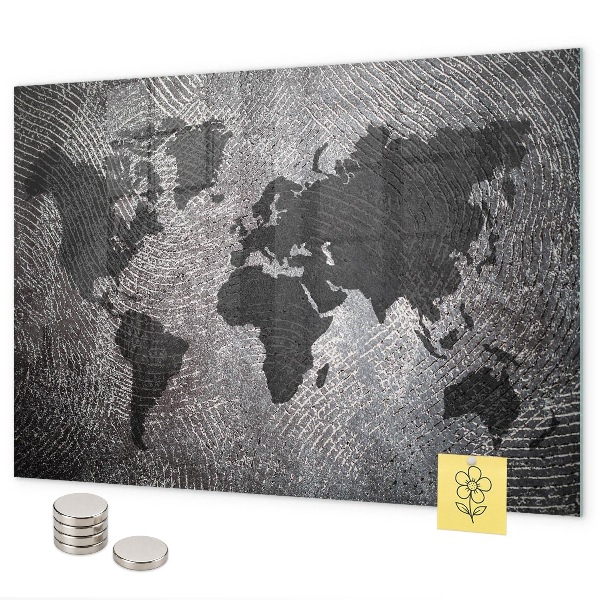 Lavagna magnetica per calamite Mappa del mondo concreta