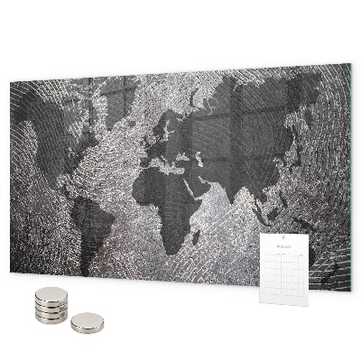 Lavagna magnetica per calamite Mappa del mondo concreta