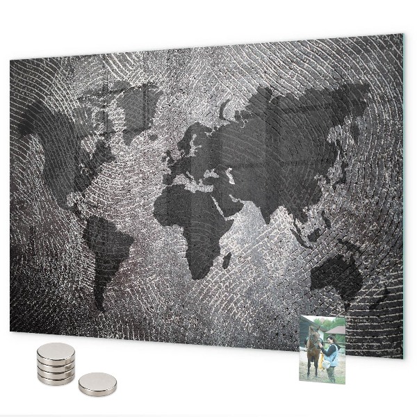 Lavagna magnetica per calamite Mappa del mondo concreta