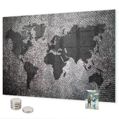 Lavagna magnetica per calamite Mappa del mondo concreta
