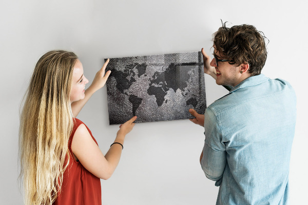 Lavagna magnetica per calamite Mappa del mondo concreta