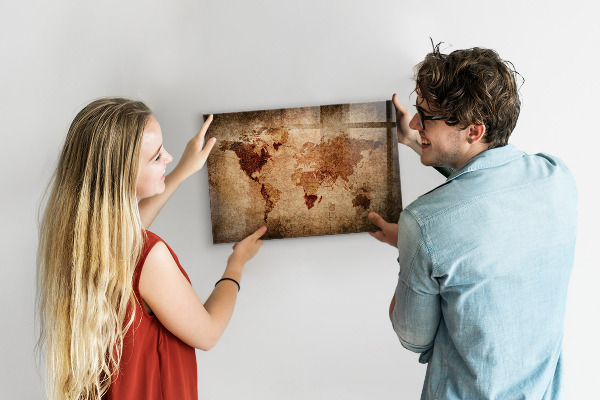 Lavagna magnetica Vecchia mappa del mondo