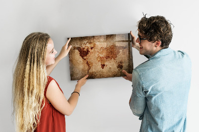 Lavagna magnetica Vecchia mappa del mondo
