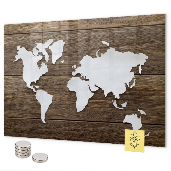 Lavagna magnetica Mappa del mondo su cartoncino