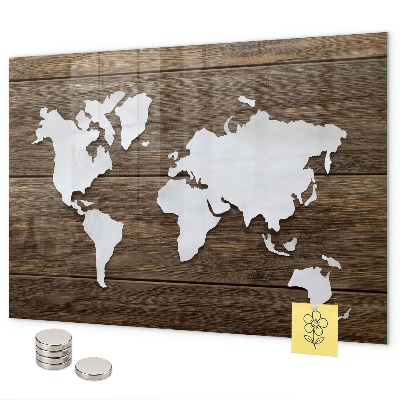 Lavagna magnetica Mappa del mondo su cartoncino