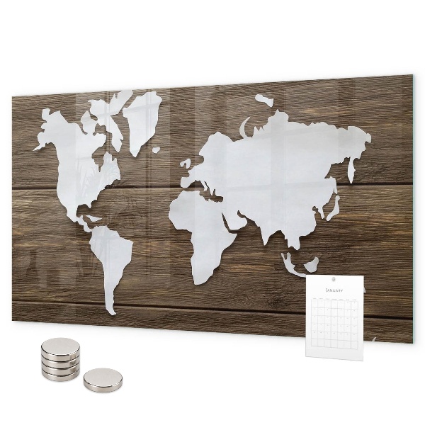 Lavagna magnetica Mappa del mondo su cartoncino