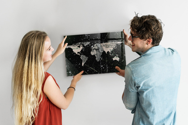 Lavagna magnetica per calamite Mappa del mondo del dollaro