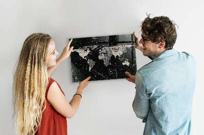Lavagna magnetica per calamite Mappa del mondo del dollaro