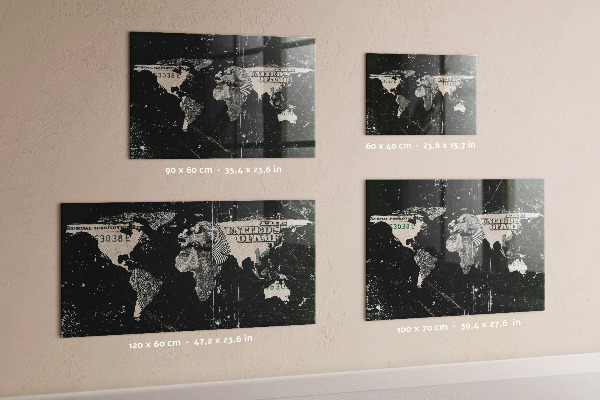 Lavagna magnetica per calamite Mappa del mondo del dollaro