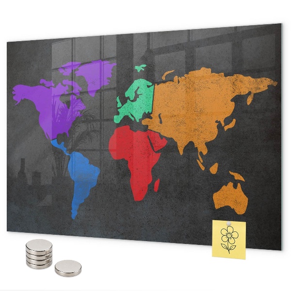 Lavagna magnetica per calamite Mappa del mondo