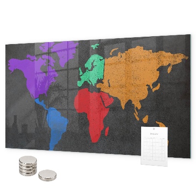 Lavagna magnetica per calamite Mappa del mondo