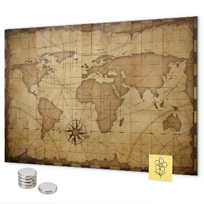 Lavagna magnetica Vecchia mappa del mondo