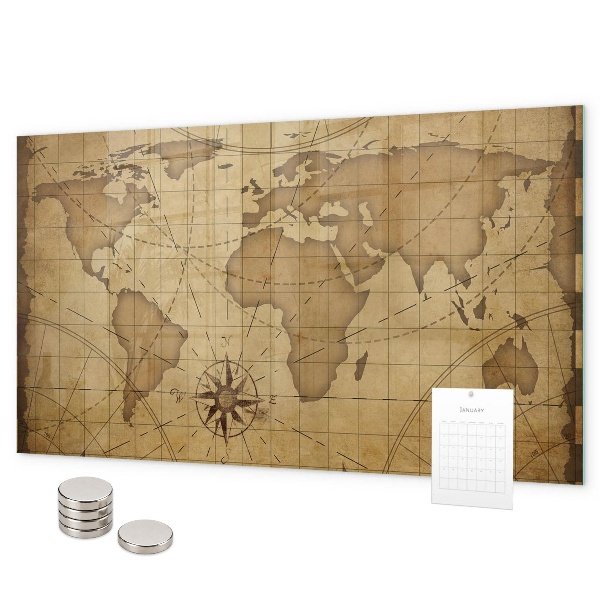 Lavagna magnetica Vecchia mappa del mondo