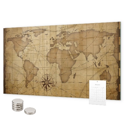 Lavagna magnetica Vecchia mappa del mondo