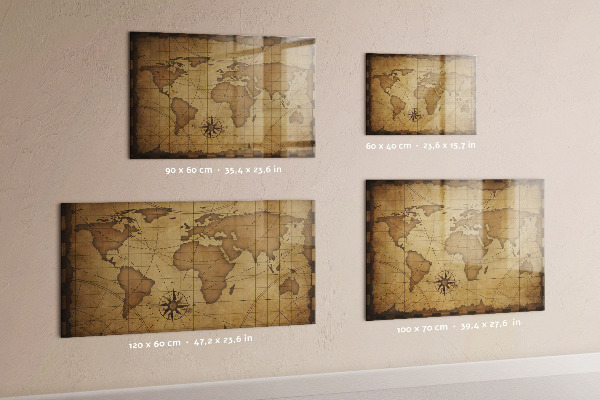 Lavagna magnetica Vecchia mappa del mondo