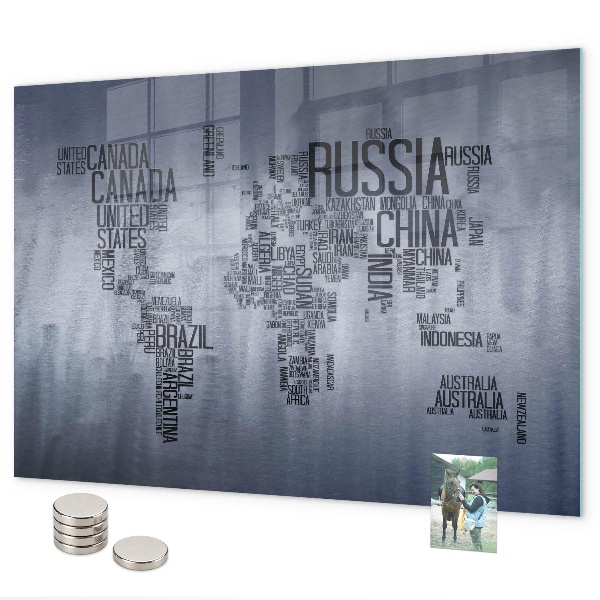 Lavagna magnetica Mappa del mondo con didascalie