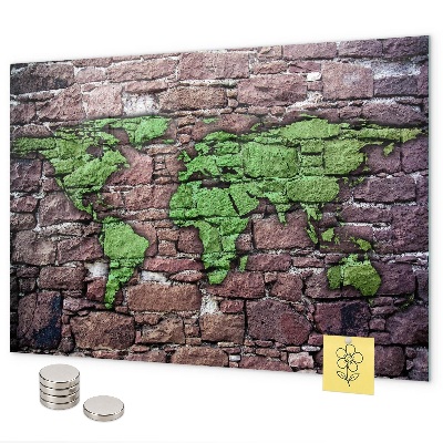 Lavagna magnetica mappa del mondo di mattoni