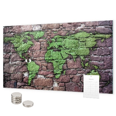 Lavagna magnetica mappa del mondo di mattoni