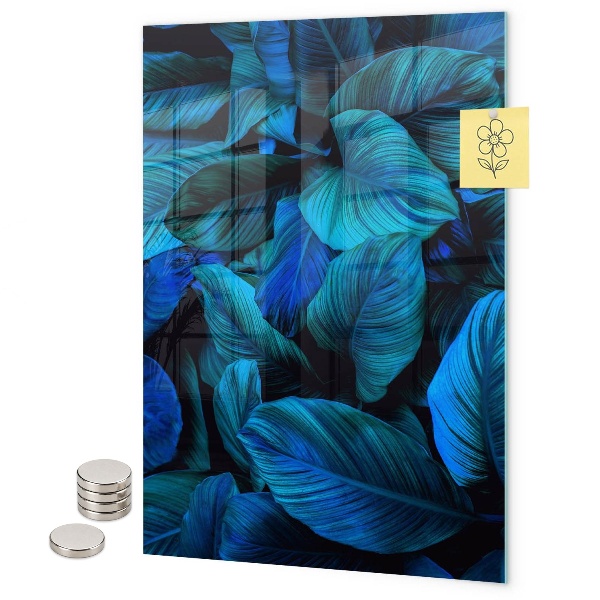 Pittura lavagna magnetica Foglie esotiche blu