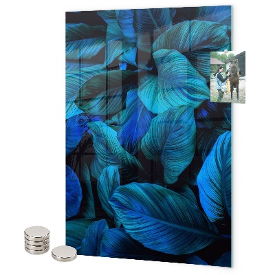 Pittura lavagna magnetica Foglie esotiche blu