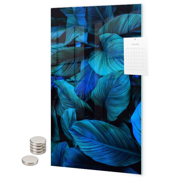 Pittura lavagna magnetica Foglie esotiche blu