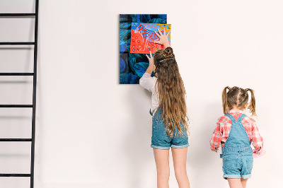 Pittura lavagna magnetica Foglie esotiche blu
