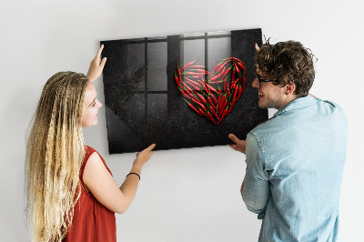 Lavagna magnetica con pennarelli Un cuore di peperoni e foto di ricordi