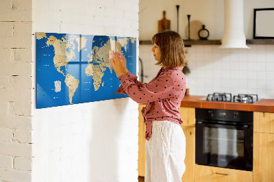 Lavagna magnetica con pennarelli Mappa del mondo con i luoghi da segnare