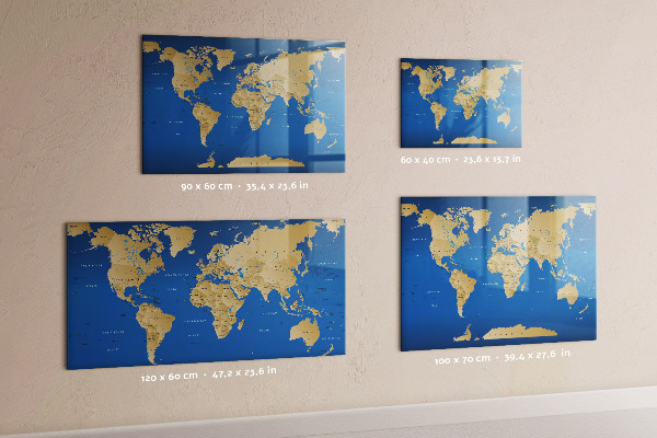 Lavagna magnetica con pennarelli Mappa del mondo con i luoghi da segnare
