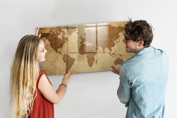 Lavagna magnetica scrivibile Mappa del mondo come fonte di ispirazione