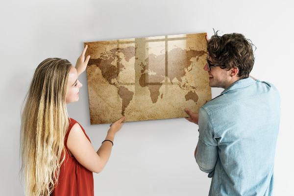 Lavagna magnetica scrivibile Mappa del mondo come fonte di ispirazione