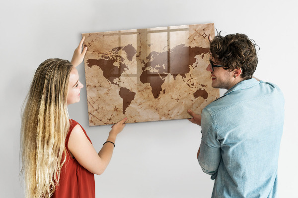 Lavagna magnetica con pennarelli Una mappa del mondo per annotare i ricordi